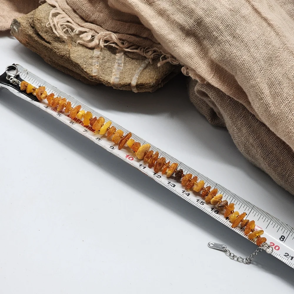 Minimalist Hypoallergenic Bracelet Amber Jewelry Stone Genuine Honey Raw Nugget